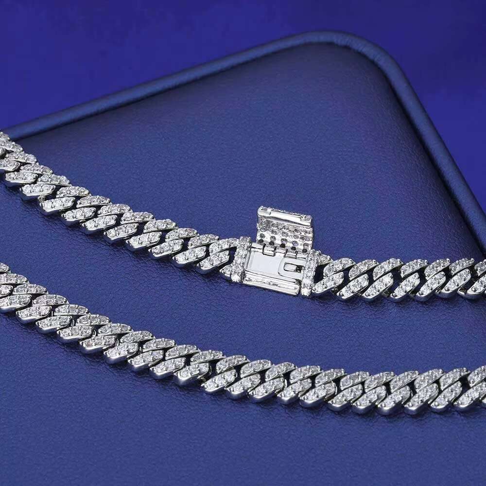 OACOCA Hight Quality 6MM VVS Moissanite Cuban Link Men Hip Hop Jewelry White Gold 925 Silver Cuban Chain Necklace for Women Gift