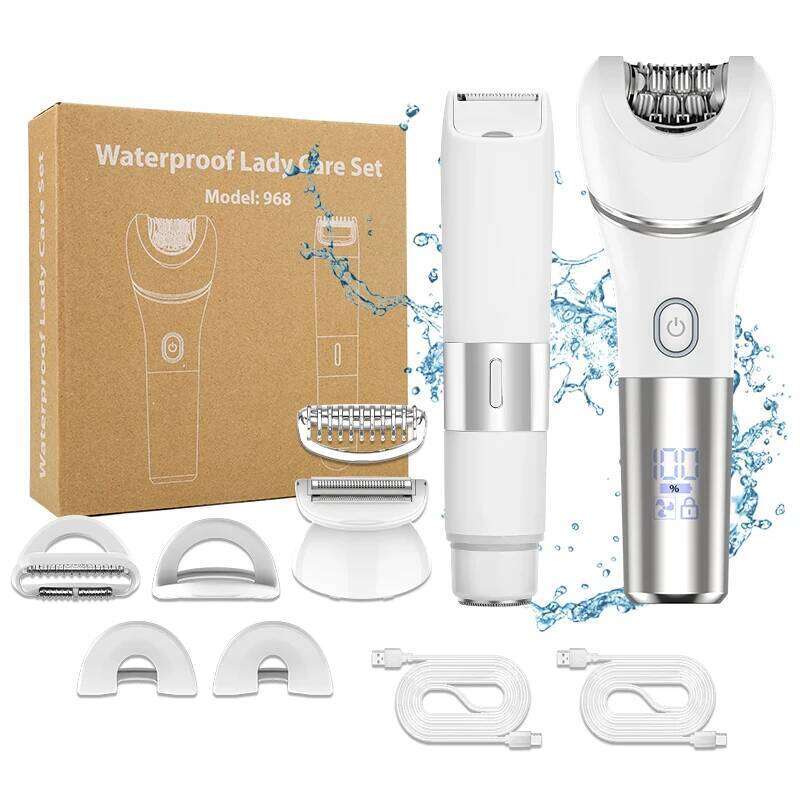 RESUXI 3 in 1 Lady Shaver Set LCD Digital Device Trimmer Multi-functional Bikini Area Full Body Hair Removal