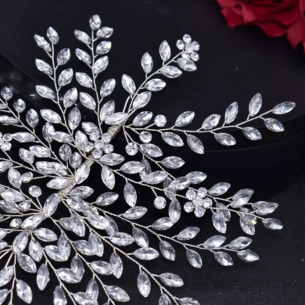 A422 Silver Bridal Hair Piece Shinny Wedding Headbands Tiaras Handmade Wedding Hair Accessories Head Jewelry Bride Headwear 250610