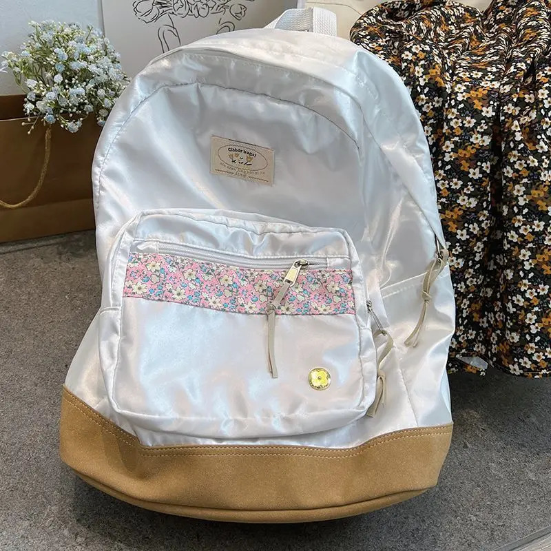 Miyagawa Korean Laser Floral Backpack for Students Japanese High School Versatile Backpack INS Style Backpacks 250606