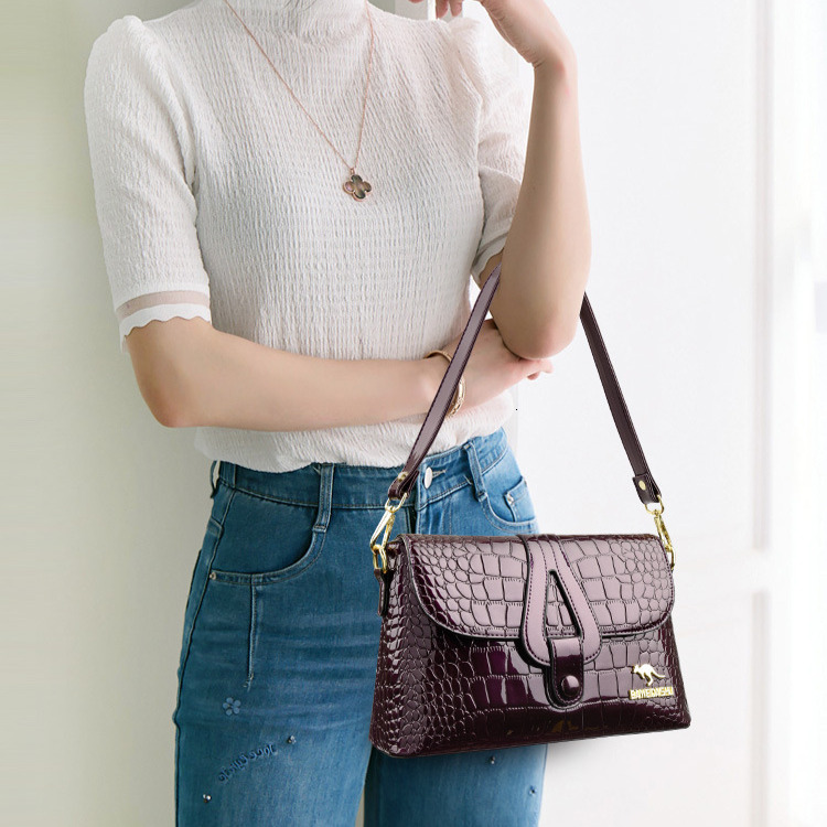 Free Shipping Luxury Women's Designer Genuine Handbag Leather Small Square Bag Casual Shoulder Crossbody Bag Versatile Large Capacity Middle-aged