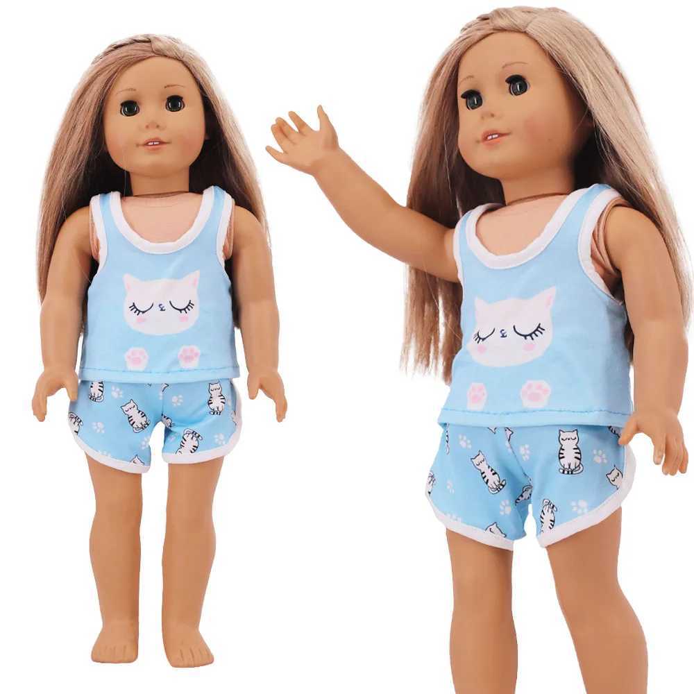 Doll Clothes Summer Short Sleeve for 18inch Girls American 43 Cm Baby Reborn Doll Our Generation Accessories Hat T-shirt Toy W250610