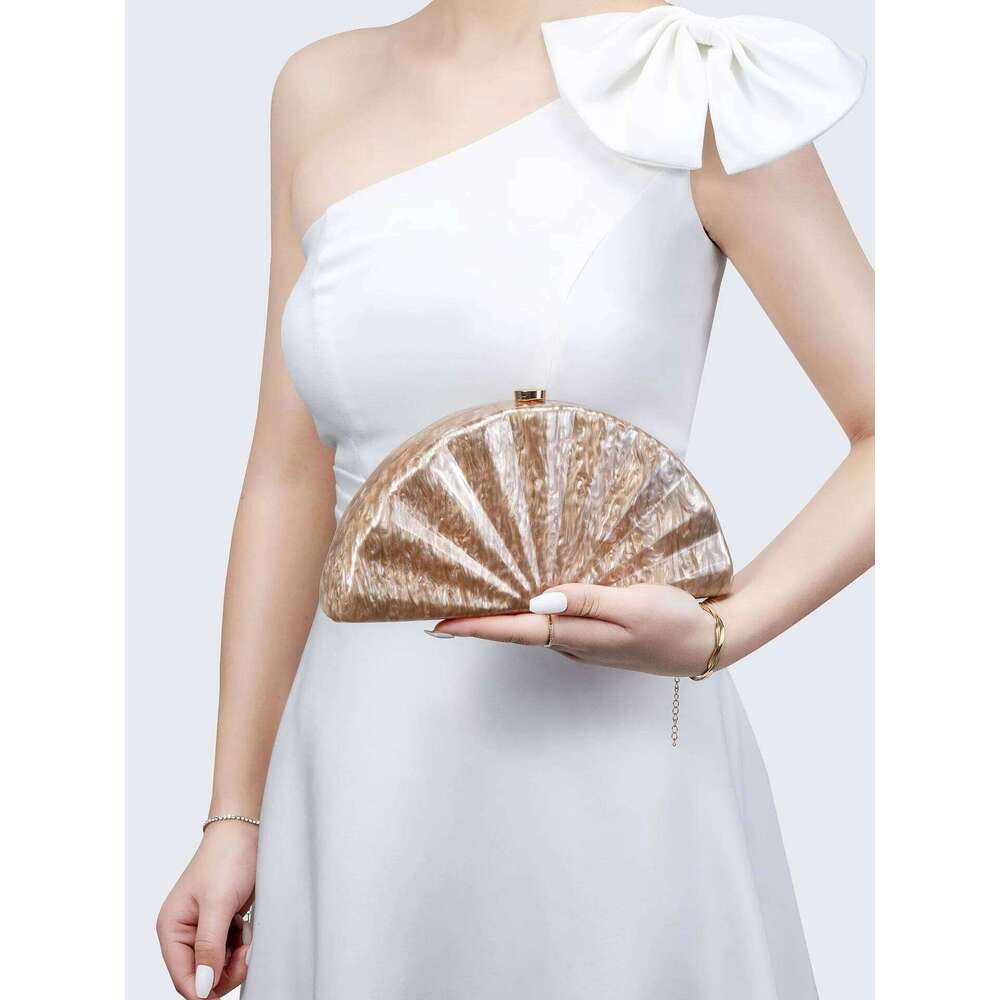 Women Half Moon Acrylic Dinner Box Day Clutch Purse Handbags Small Summer Wedding Party Evening Bag Chain Shoulder Bags Ins