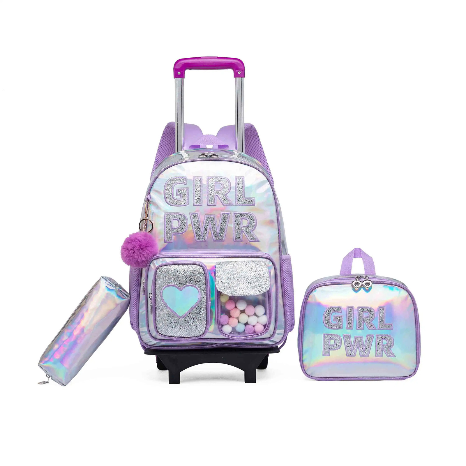 Cute Trolley Backpack Suitable for Girls Childrens Pull Rod Bag Large Capacity HighValue Preschool Rolling 250605