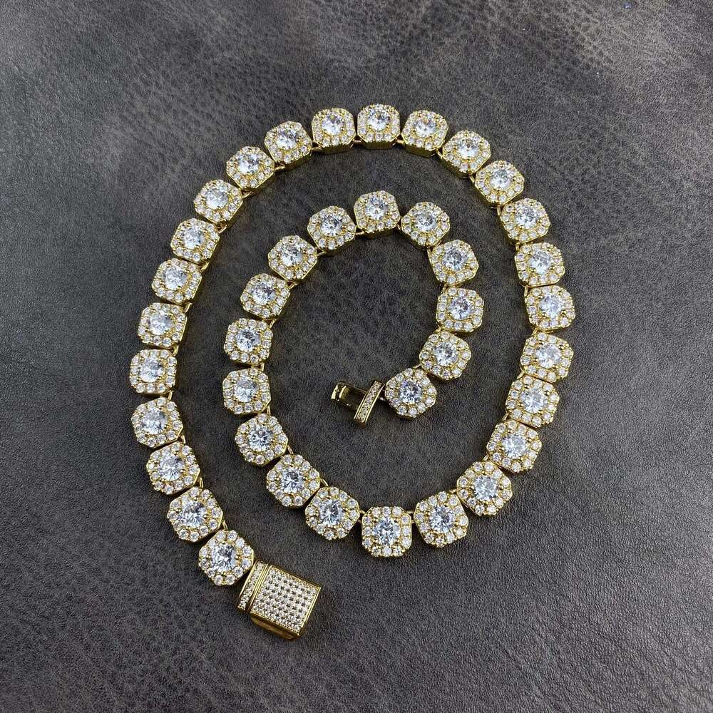 OACOCA Fine Jewelry Hiphop 925 Sterling Silver D VVS Diamond Moissanite 10mm Cluster Tennis Chain Mens Necklace