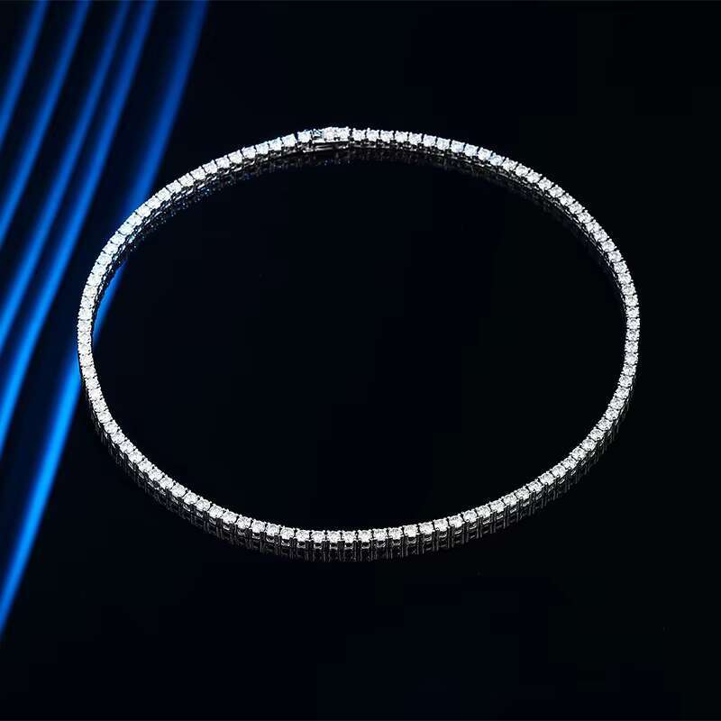 OACOCA 925 Sterling Silver Moissanite Tennis Necklaces Gifts 2.5-6.5mm D Color Round Cut Diamond Tennis Necklace