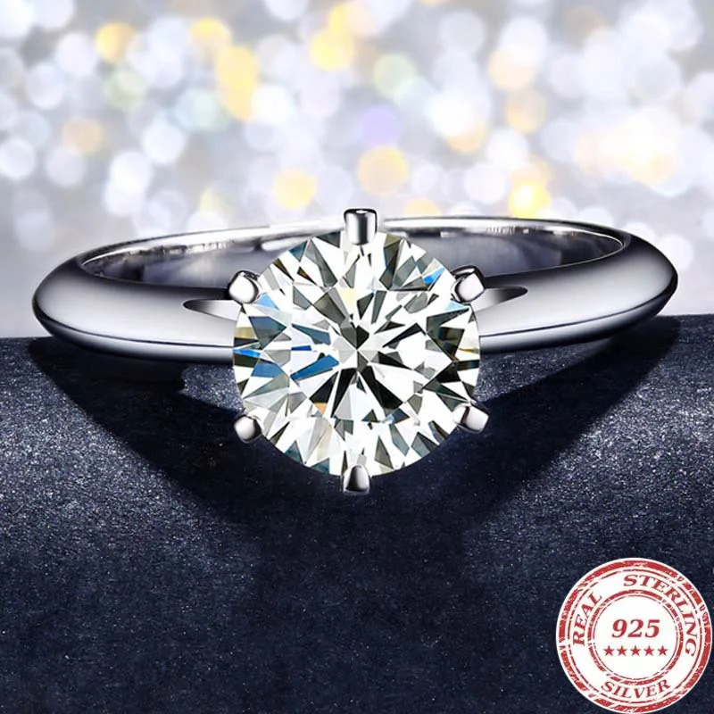 925 Sterling Silver Simple Engagement Wedding Rings for Women Fashion 1CT/2CT/ 3CT Cubic Zirconia Ring Bridal Jewelry Gift 250610