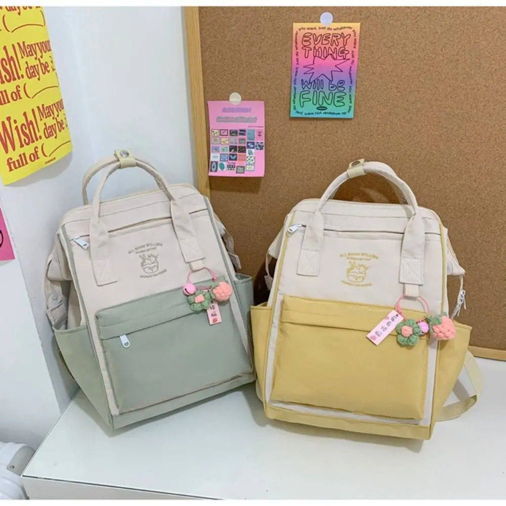High Quality Canvas Laptop Backpack Lightweight Student Bookbag Schoolbag Durable Contrasting Colors Travel Bag 250606