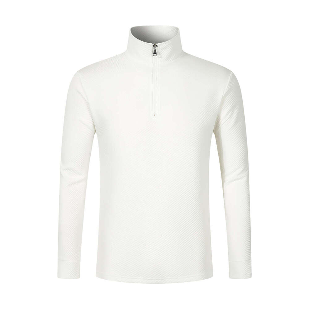 Ins Autumn New Twill Jacquard Zipper Long Sleeve Men's Sports Polo Shirt B5