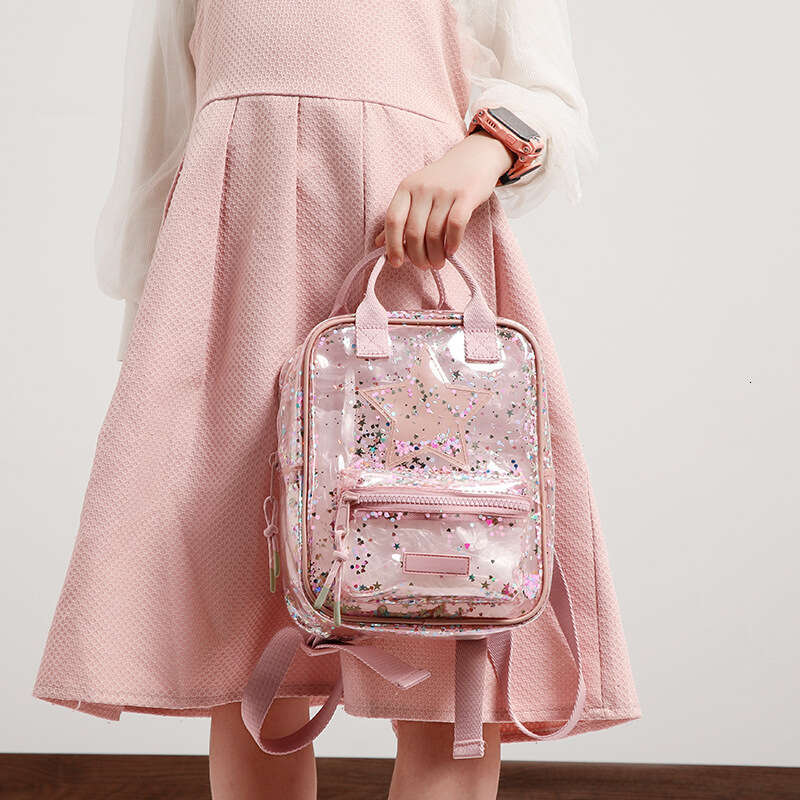 Z New Children's Sequin Jelly Girls Transparent School Bag Kindergarten Student Waterproof Small Backpack