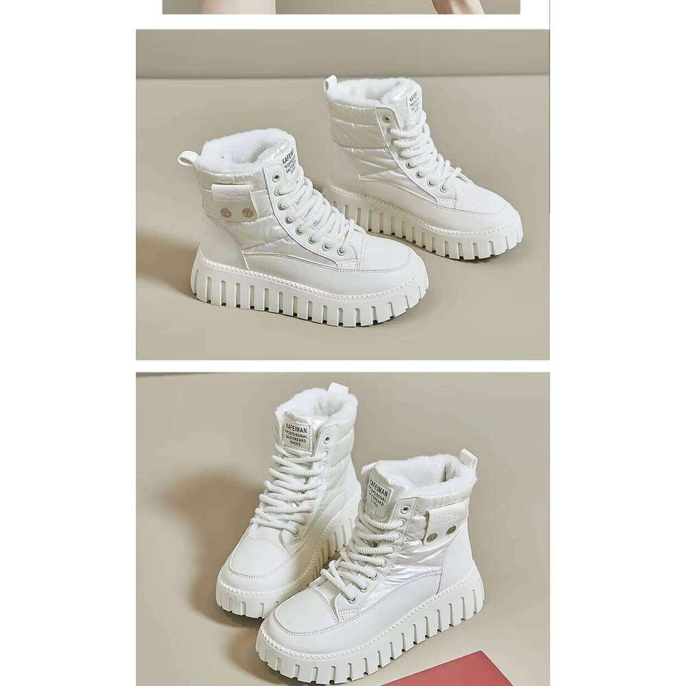 Women's Plush Cotton Winter New Boots with Thick Sole Increase and Casual Versatile High Top Shoes
