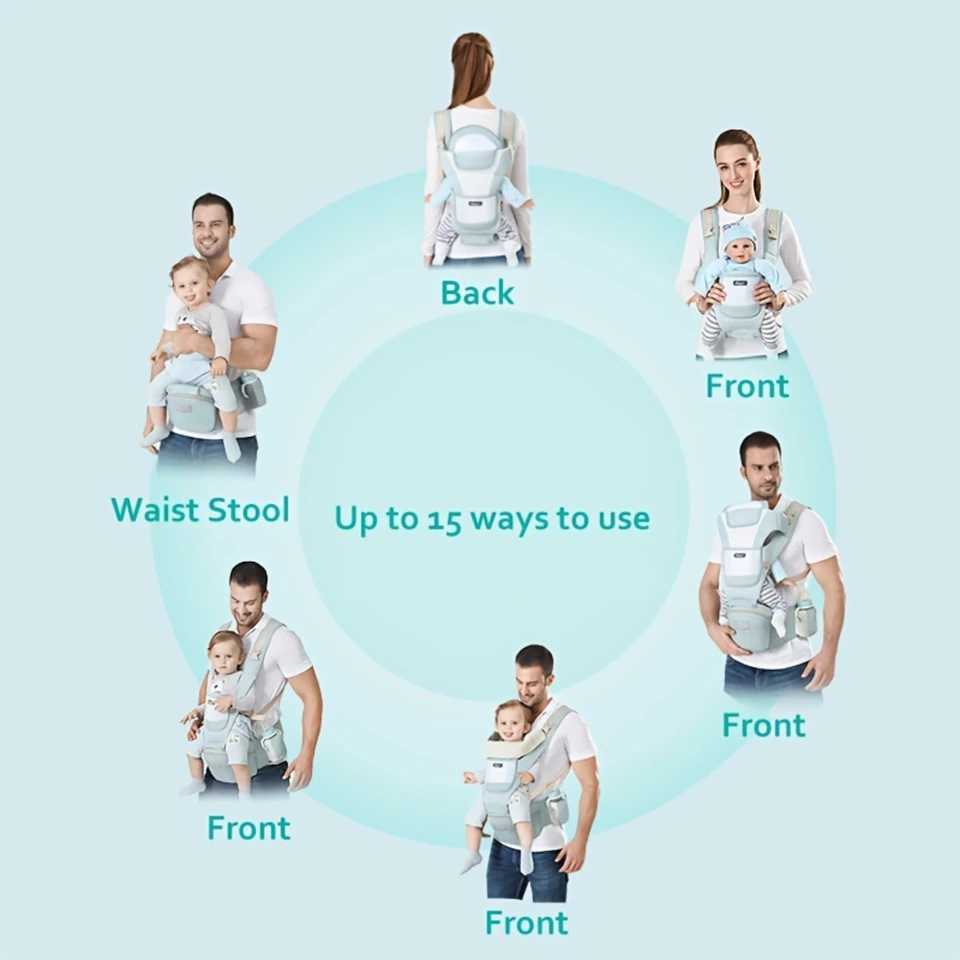 Baby Carrier 6-in-1 Baby Carrier With Waist Stool Baby Carrier With Hip Seat For Breastfeeding One Size Fits All - Adapt To N y250610W2G1