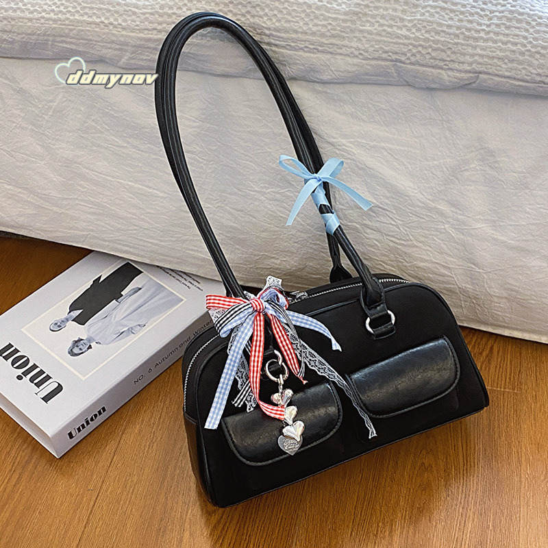 Yunzhen Same Style Bowling Ball Underarm 2025 New Y2K Trendy Girl Motorcycle Ins Niche Shoulder Bag ddmynov