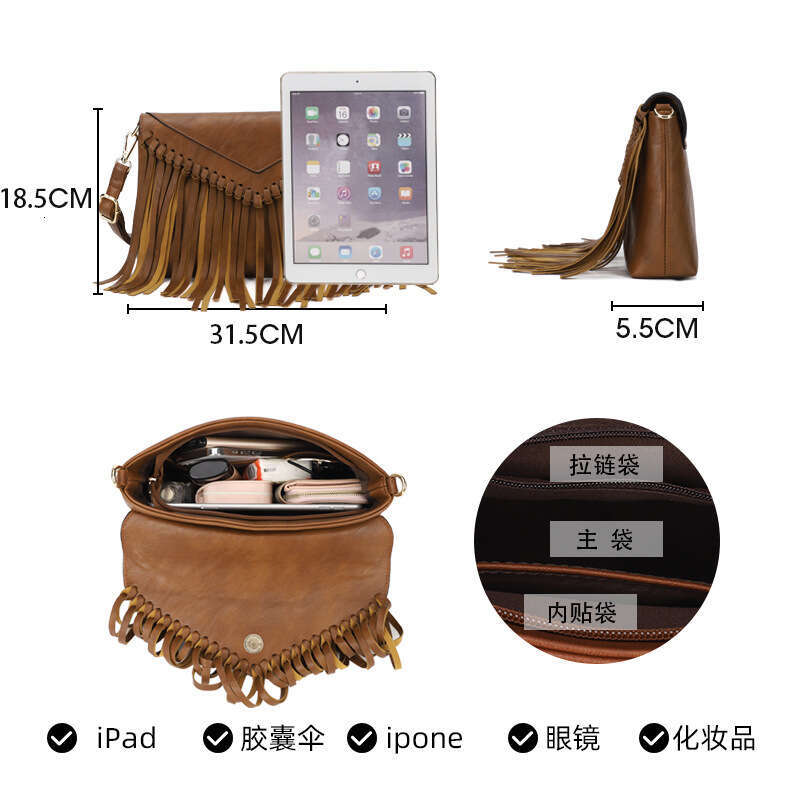 Trendy Women's New Tassel Shoulder Crossbody Envelope Small Square Bag