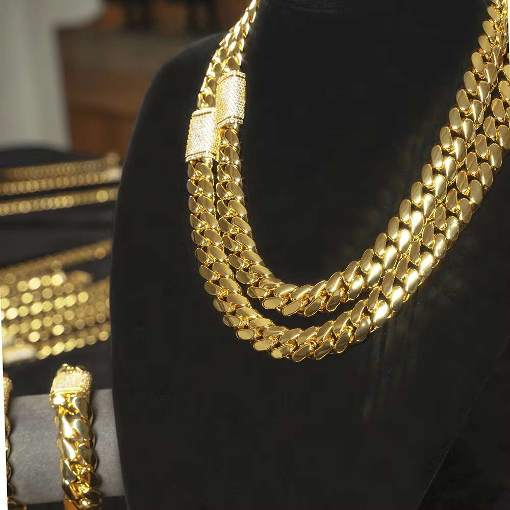 925 Sterling Silver Mens Double Sided Cuban Link Chain Gold Miami Cuban Chain with VVS Moissanite Bracelets Bangles