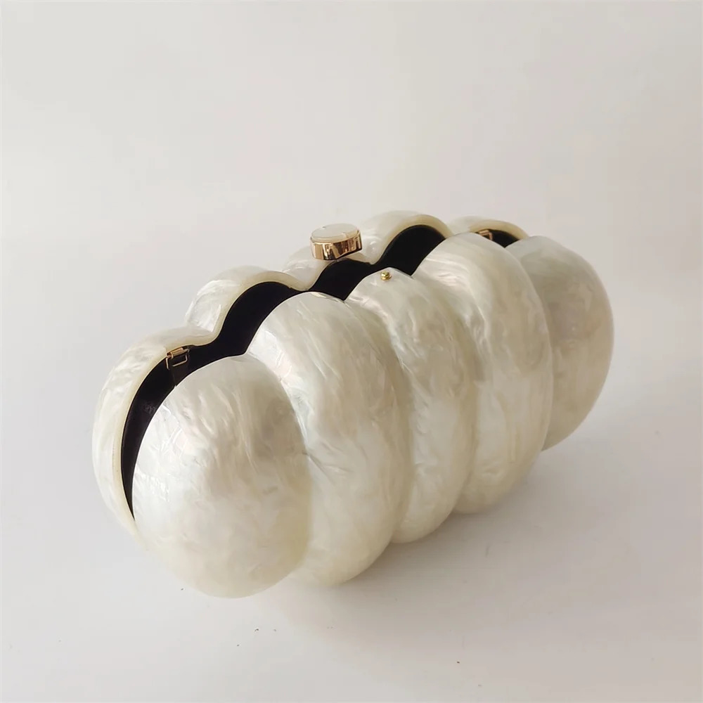 Beige Shell Women Shoulder Messenger Marble Acrylic Box Clutches Evening Lady Mini Summer Wedding Handbag And Purse 250605
