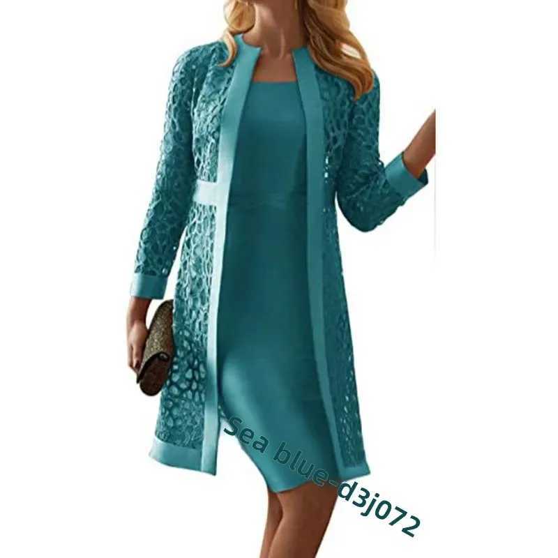 2025 Womens Lace Open Cardigan Dress Two-Piece Outfit Popular Elegant Style Chinese Origin Fashionable Female Clothing XJ250610