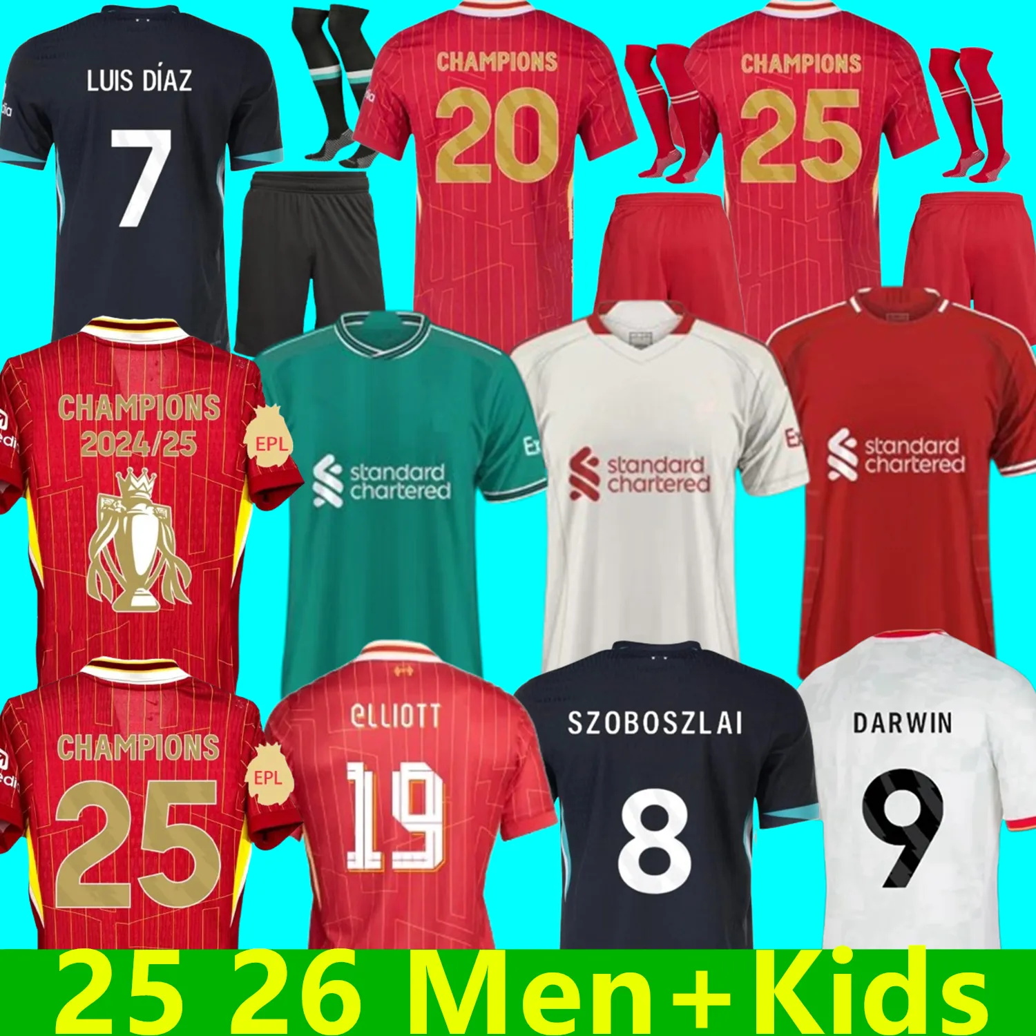 The RedsMohamed Salah DARWIN SZOBOSZLAI CHIESA Soccer jerseys 2025 2026 GAKPO Luis DIaz football shirts kids kits 25 26 uniforms ALLISTER Alisson ENDO JONES Player