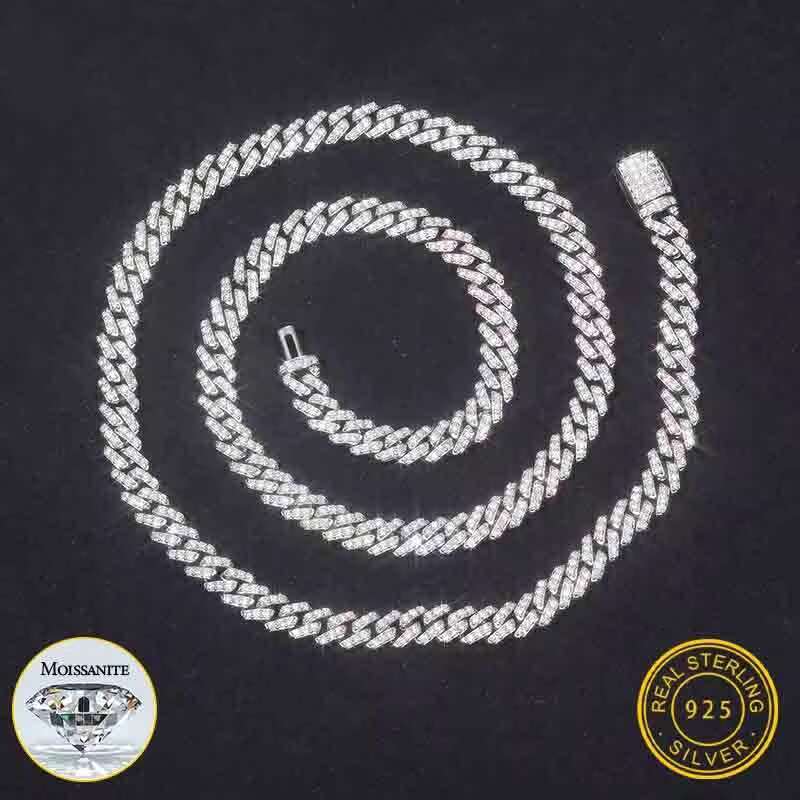 OACOCA High Quality 6mm 925 Silver Necklace Cuban Chain Men Moissanite Necklace For Men Hip Hop Jewelry Gift