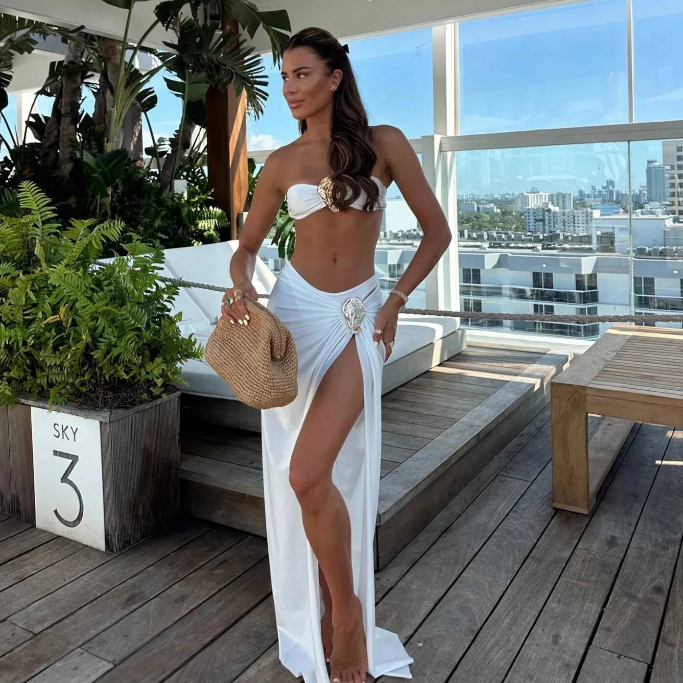 3Pcs Shiny Star Bikini And Cover Up Sexy Swimsuit Women Swimwear Brazilian Biquini One Shoulder Swim Suits Bodysuit Beachwear