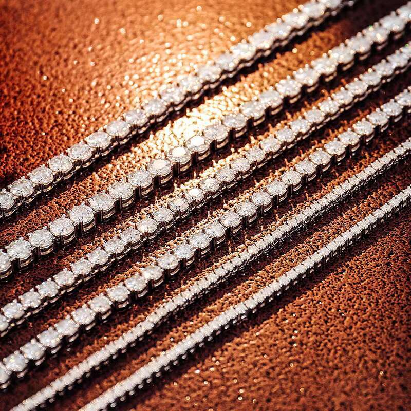 OACOCA Fine Jewelry 18k Gold Plated Moissanite Tennis Chain Necklace 2mm 3mm 4mm 5mm 6mm 925 Silver for Women and Men