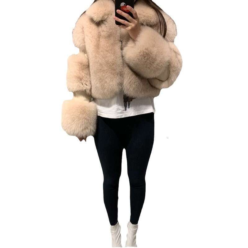 2023 Coat Women's Fashion Faux Fur Jacket With Patchwork Turn-Down Collar