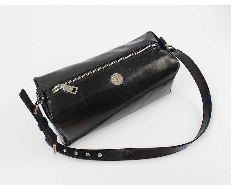 Korean Minseok Lim Minitmute Caviar Pattern Genuine Leather Pillow Handheld Boston Crossbody Shoulder Bag