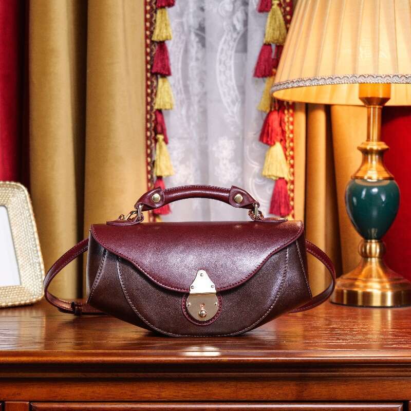 New Genuine Leather Texture Small Boat Smooth Sailing First Layer Cowhide Crossbody Niche Versatile Handbag Shoulder Bag