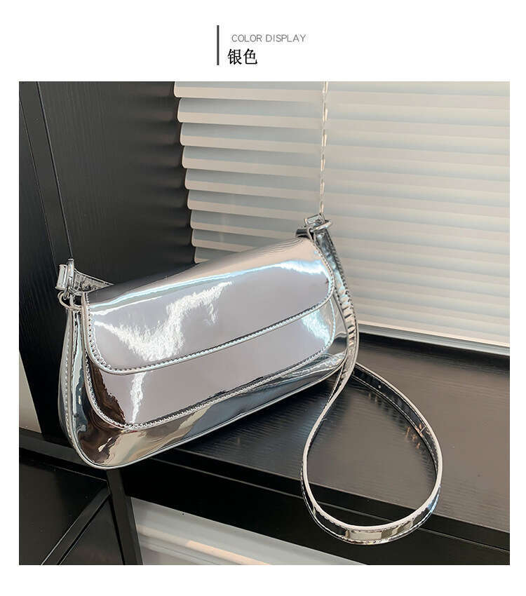 High-Quality Texture for Women 2024 Summer New Shiny Underarm Fashion Simple Ladies Shoulder Crossbody Bag GUHUISHU