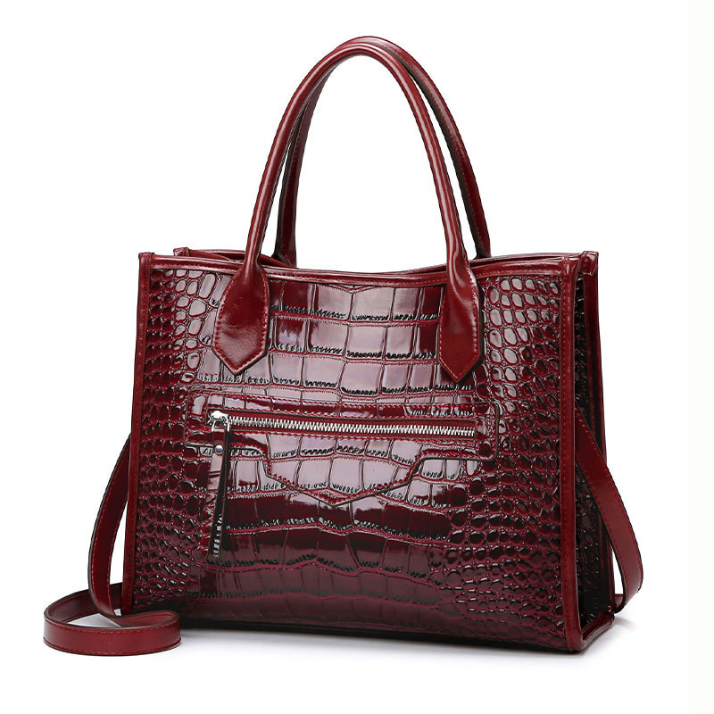 Tote American Style Crocodile Pattern High-end Fashion Commuter Bag Large Capacity Trade Handbag for Women