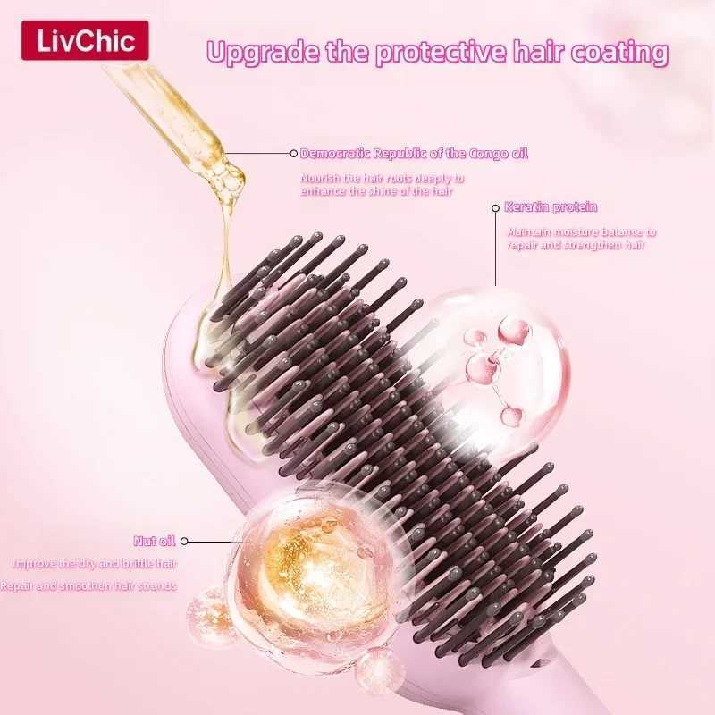 LivChic Hair Straightener Brush Ionic Straightening Brush Infrared Heated Straightening Comb with Negative Ions Dense Bristles W250610