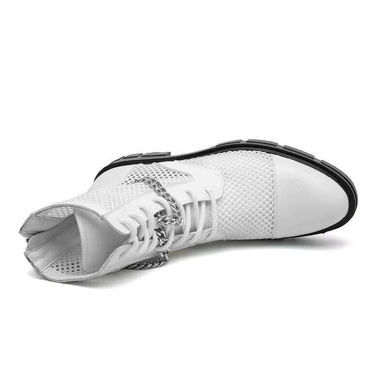 New Arrival Men's High-top Breathable Mesh Upper Anti-slip Out Sole Casual Boots with Chain Decoration