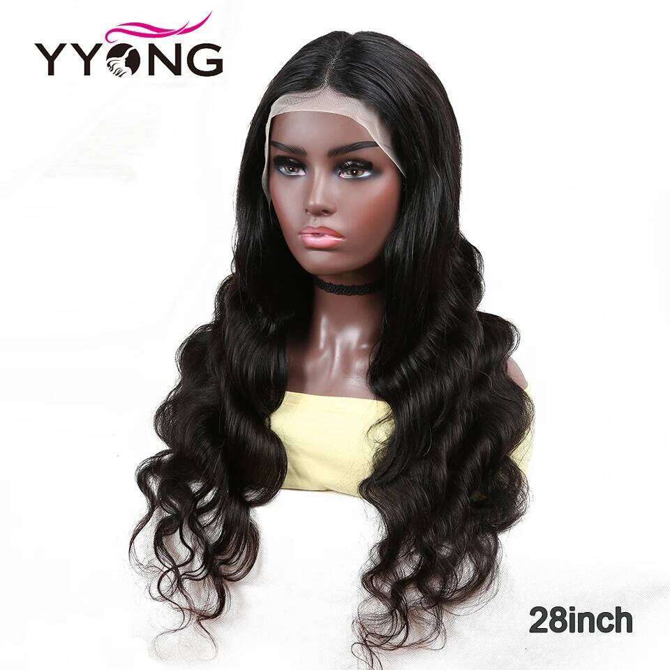 YYong 180% 13x6x1 T Part Body Wave Human Hair Wig Remy Brazilian Transparent Lace Frontal Wigs For Women