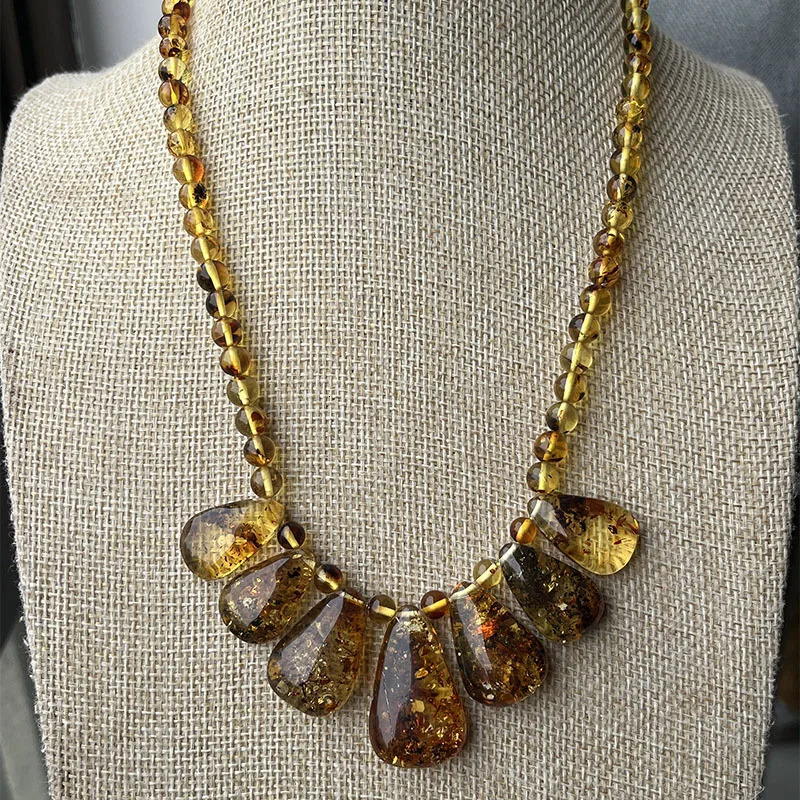 Floral Amber Necklace for Unisex Gift 2025 Real Original Handmade Natural Baltic Amber Jewelry Women Necklaces Wholesale 250604