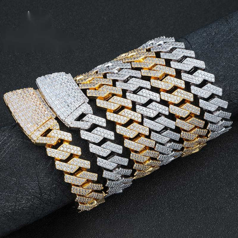 OACOCA Hip Hop Iced Out Moissanite Cuban Link Chain 14k Gold Fashion Necklace Statement Jewelry for Men