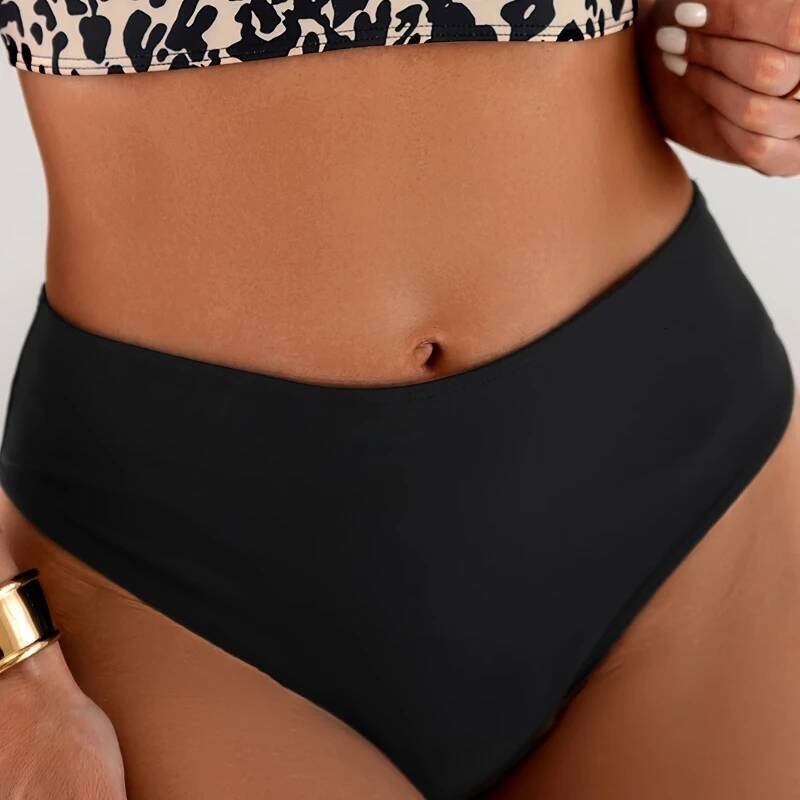 Women's Two-Piece Swimsuit Sexy Leopard Print Bathing Suit Lace Up Swimwear High Waist Bikini Sets Female Board Shorts Swimming