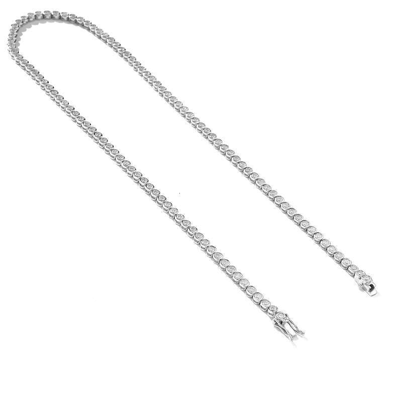 OACOCA Custom 3mm Bubble VVS Moissanite Tennis Chain 925 Sterling Silver White Gold Plated Necklace Women Men Jewelry Diamond Necklace