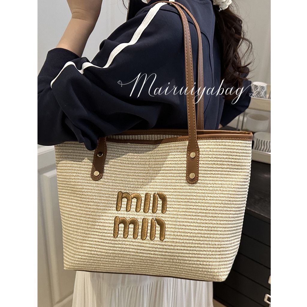 Designer bag handbag designer foreskin leather PU compression shoulder strap large capacity shopping bag summer travel beach bag picnic shopping bag l