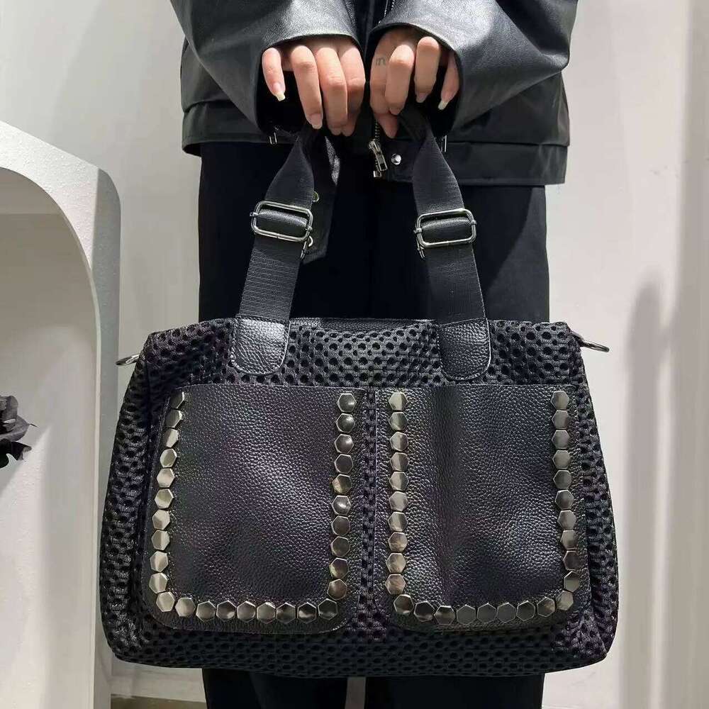 New Women's Leather Ing Handbag Large Capacity Double-Sided Japanese-Korean Fashionable Crossbody Bag
