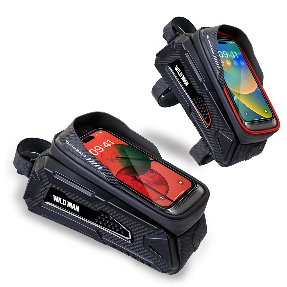 WILD MAN MTB Road Bike Top Frame Bag Touch Screen 1L Bike Pouch Phone Case Waterproof with Earphone Hole Cycling Equipment 250610