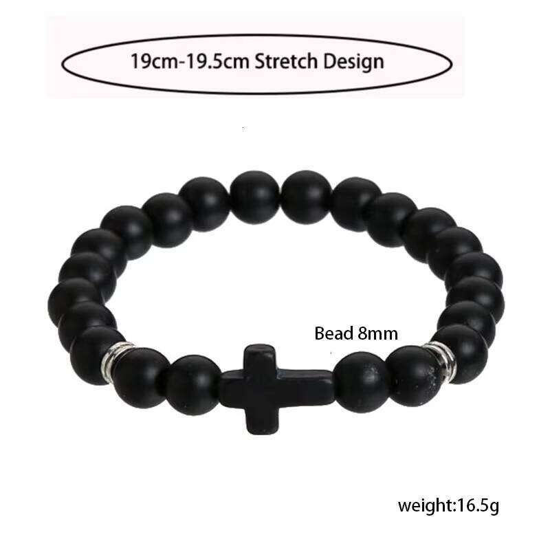 DHcollections Classic Tiger Eyes Bracelets Couple Jewelry Religious Cross Charms Turquoise Gemstone Natural Stone Beaded Bracelet