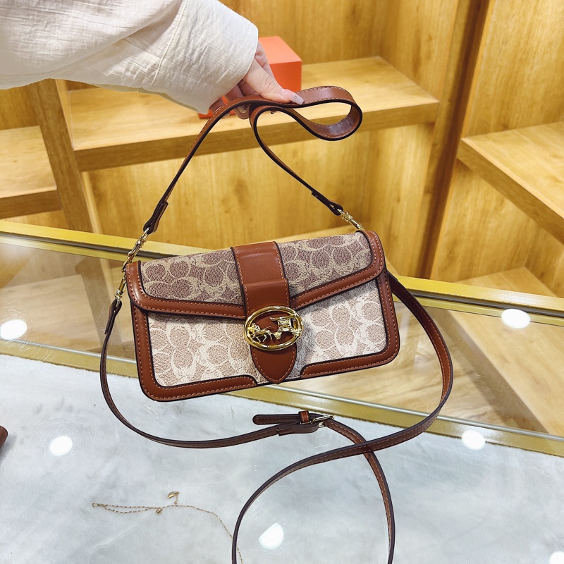 Free Shipping 2025 Designer Women's Luxury Fashion Color Contrasting Small Square Bag with Retro Style Single Shoulder Crossbody Bag