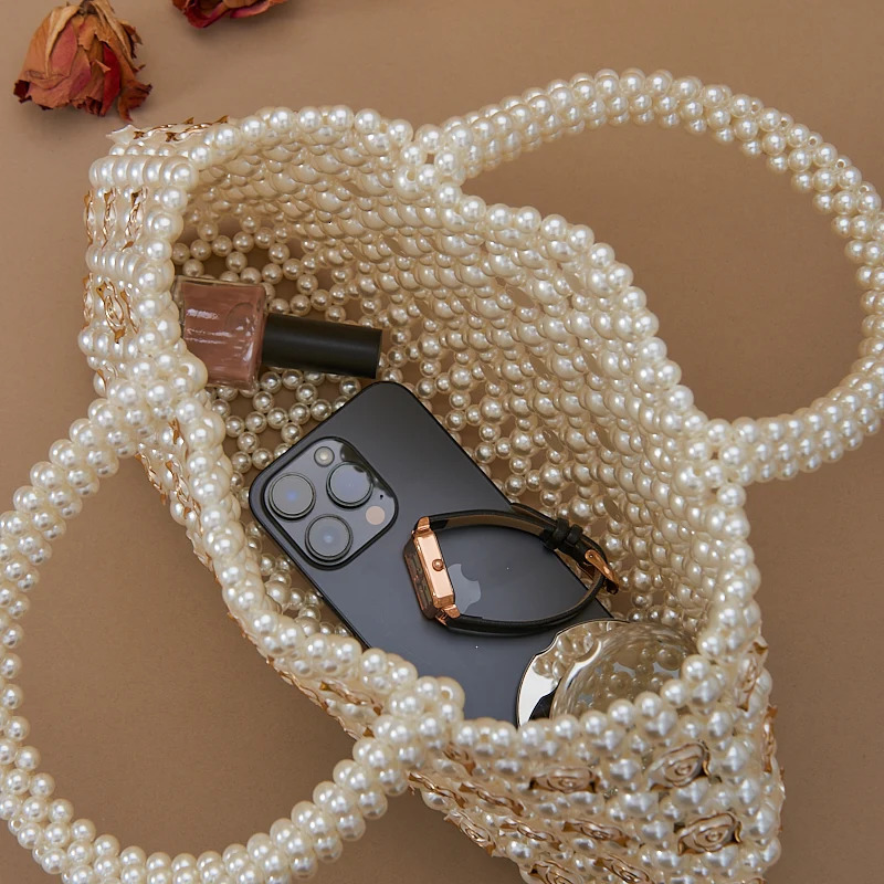 style temperament beaded bag novel female beautiful pearl handbag wedding party lady handbag 250605
