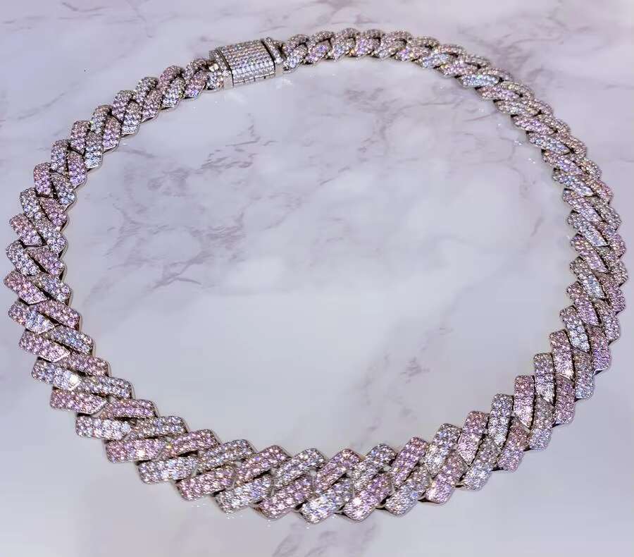 OACOCA Cuban Link Necklace Hip-hop Moissanite Jewelry Women Provence Hot Sale Real Moisasnite Diamond Two-tone 13mm Silver Hiphop