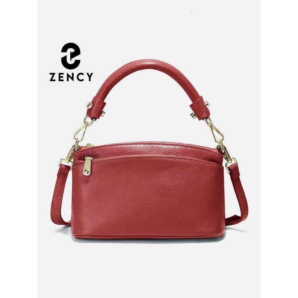 Zency Women Blue Red Soft Genuine Zipper Cowhide Leather Shoulder Bag Ladies Crossbody Small Handbag Satchels Sac