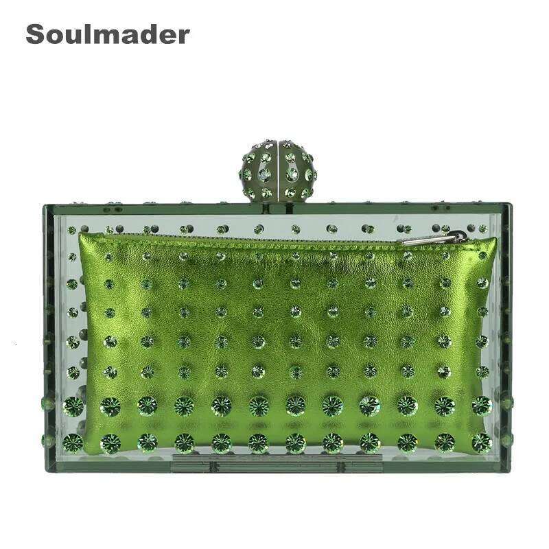 Acrylic clutch bag women Rhinestones clear designer wedding evening party box purse 2023 summer new handbag wholsale
