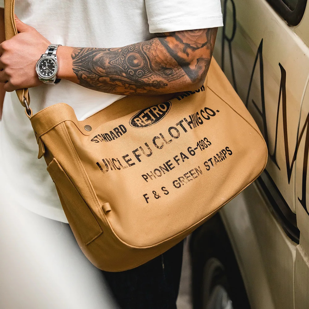 Maden Vintage Large Capacity Canvas Bag Female ner Letter Printed Crossbody Computer Messenger Shoulder Bags Traveling 250605