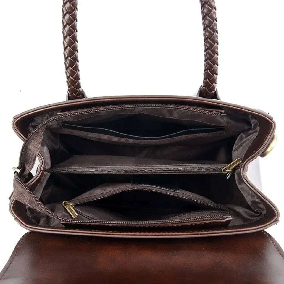 Retro High Quality Oil Leather Women Top-Handle Shoulder Bags Vintage Casual Totes Latest Trendy Lock Designer Handbag Small