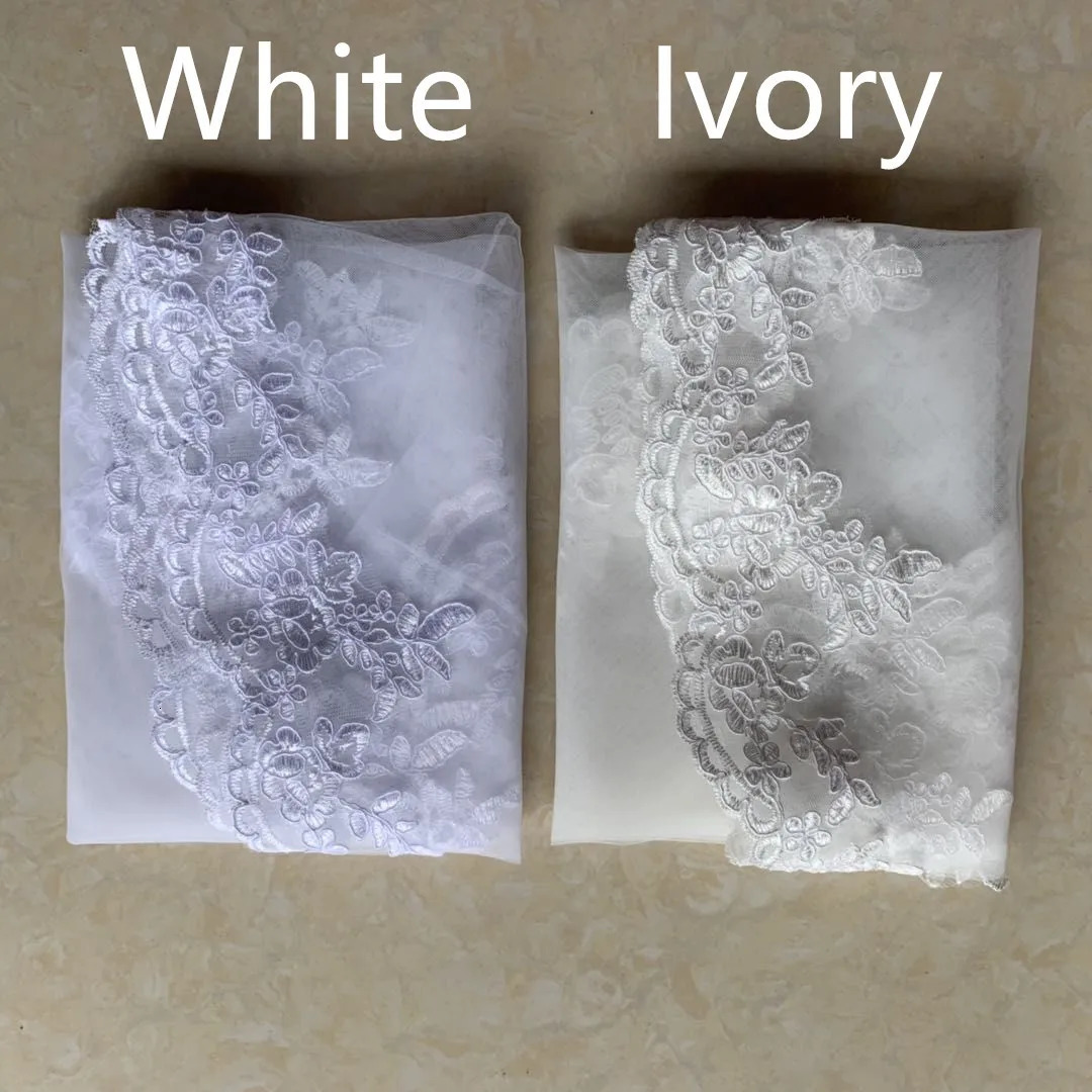 Noiva Short One Layer Lace Edge White Ivory Wedding Veil Tulle Bridal Veil Wedding Accessories Voile Mariage 250610