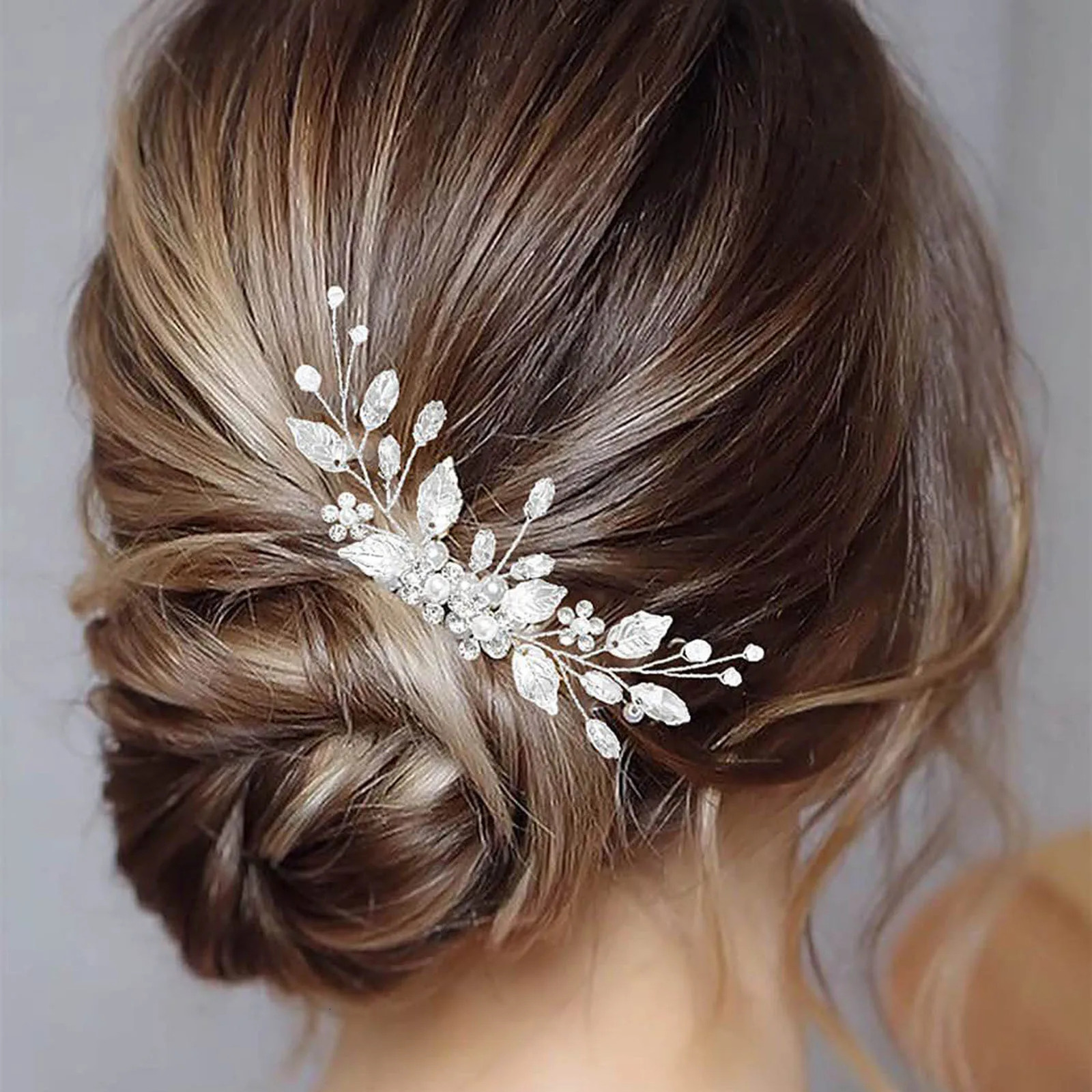 Crystal Pearl Hair Comb Clip Pin Alloy Leaf Hair Comb Handmade Headband Tiara For Women Bride Wedding Hair Accessories Jewelry 250610
